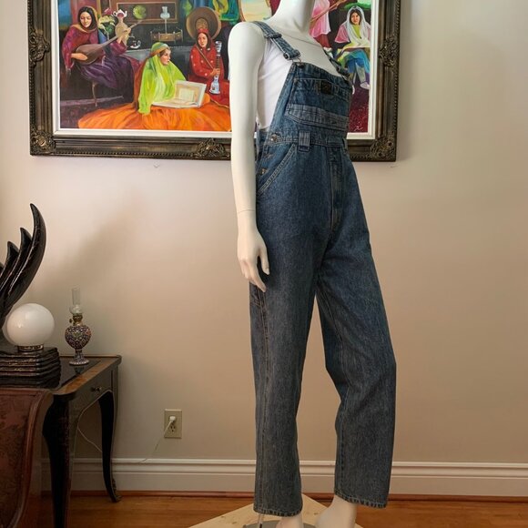 Denim Vintage Mr. Jump Women’s Overall Straight Leg Side Buttons Jeans Jumpsuit - Picture 5 of 11